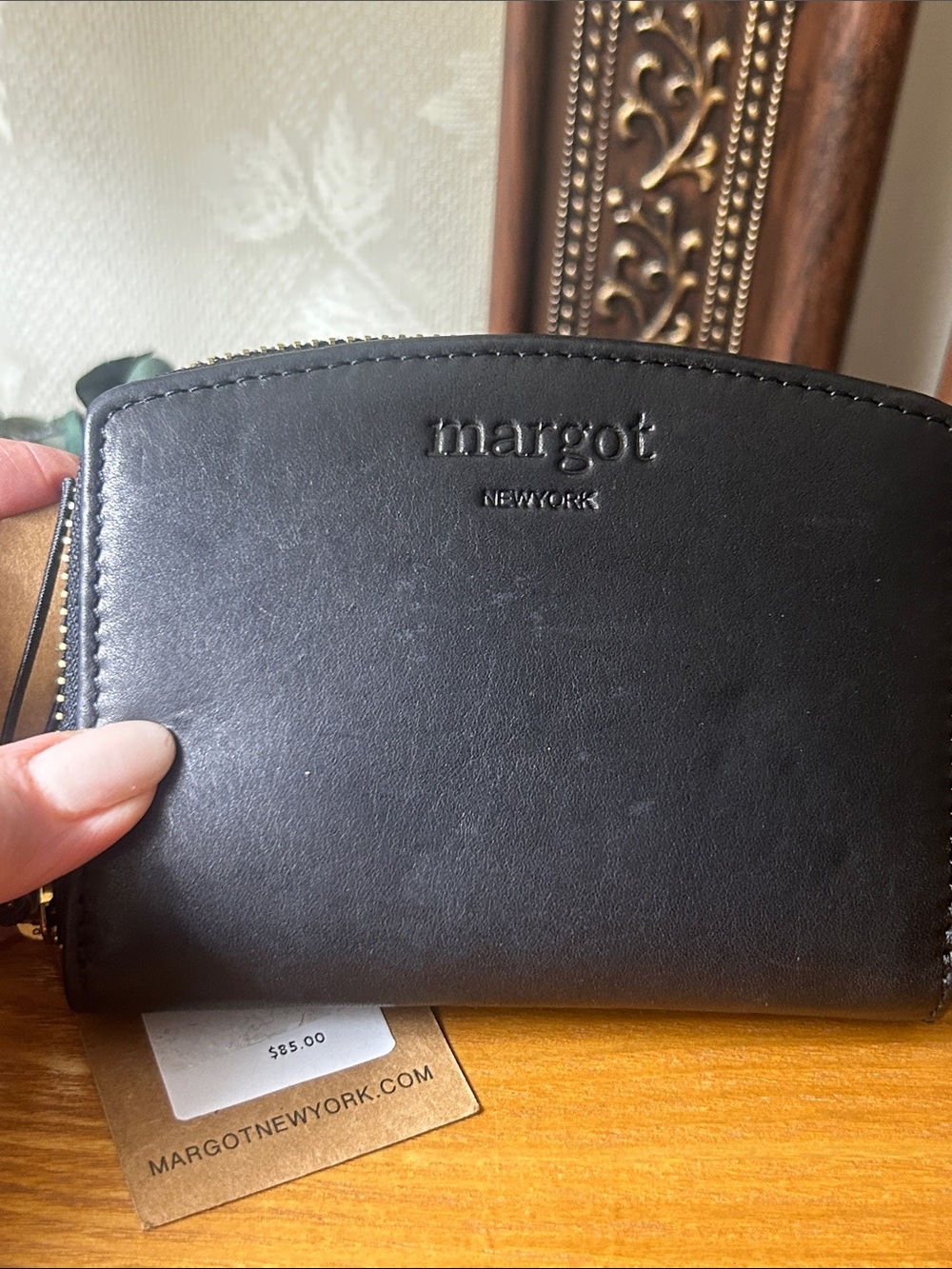 Margo Black Leather Zip Wallet